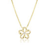 Gold Floating Plumeria Pendant w/ Diamond 13mm