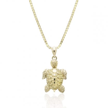 Two Tone Gold Turtle Pendant