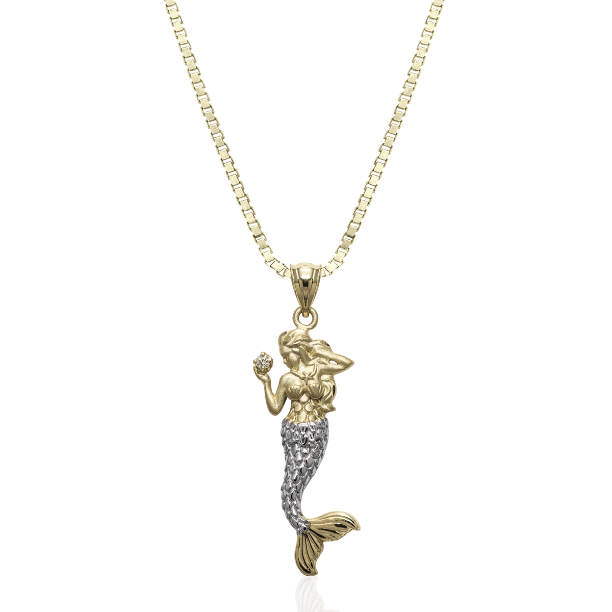 14K Gold Mermaid Diamond Pendant