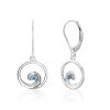 Sterling Silver Wave with Blue Topaz Earrings