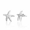 Sterling Silver Starfish Stud Earrings with CZ center