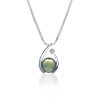 Tahitian Peacock Classic Drop Diamond Pendant White Gold