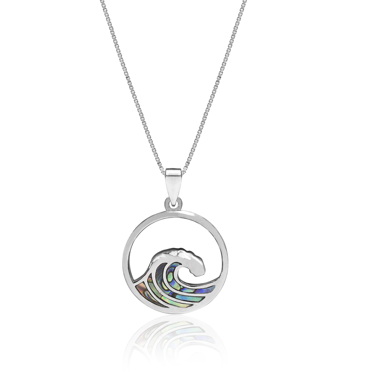 Sterling Silver Wave Pendant with Abalone