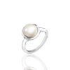 Sterling Silver Freshwater Pearl Circle Frame Ring
