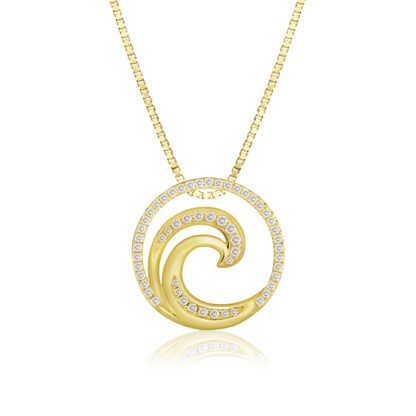 Deluxe Lustrous Diamond Wave Pendant 16mm - Image 2