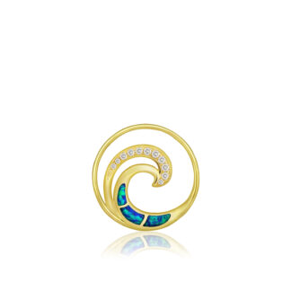 Blue Opal Lustrous Diamond Wave Pendant 15mm