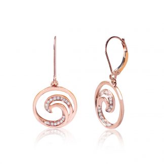 Lustrous Diamond Wave Earrings Rose Gold