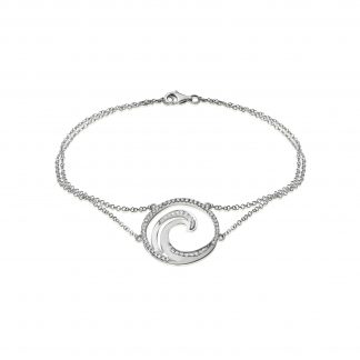 Deluxe Lustrous Diamond Wave Chain Link Bracelet White Gold