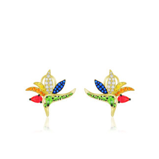 Bird of Paradise Gemstone Latchback Earrings
