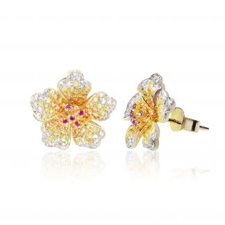 14K Yellow Gold Hibiscus Flower with Diamond Ring. – Genova Hawaiian Jewelry  & Pearls