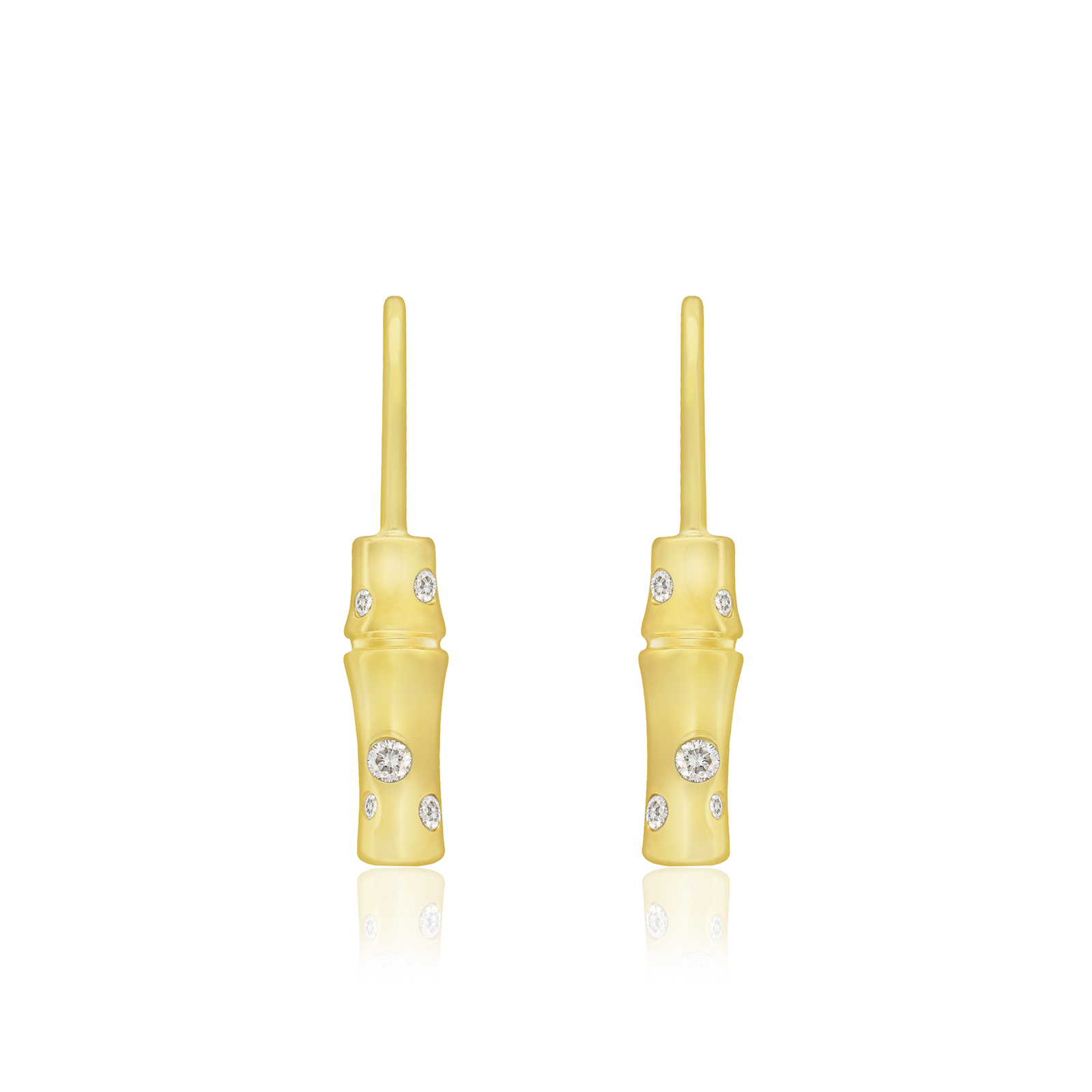 Bamboo Diamond Hook Earrings