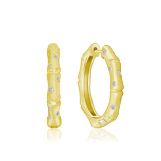 Bamboo Diamond Hoop Earrings