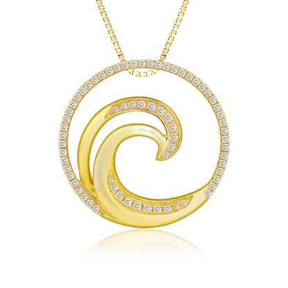 Deluxe Lustrous Diamond Wave Pendant 24mm - Image 2