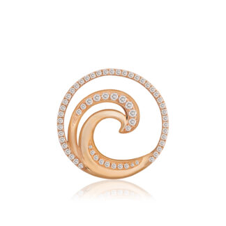 Deluxe Lustrous Diamond Wave Pendant White Gold 20mm