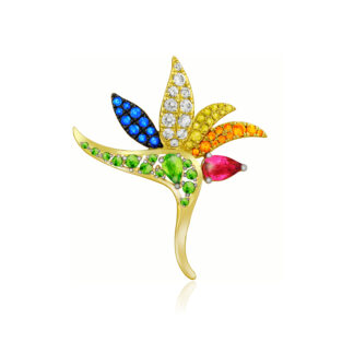 Bird of Paradise Gemstone Pendant 34mm