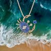 Blue Sapphire Crab Pendant in Rose Gold - Image 3
