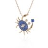 Blue Sapphire Crab Pendant in Rose Gold