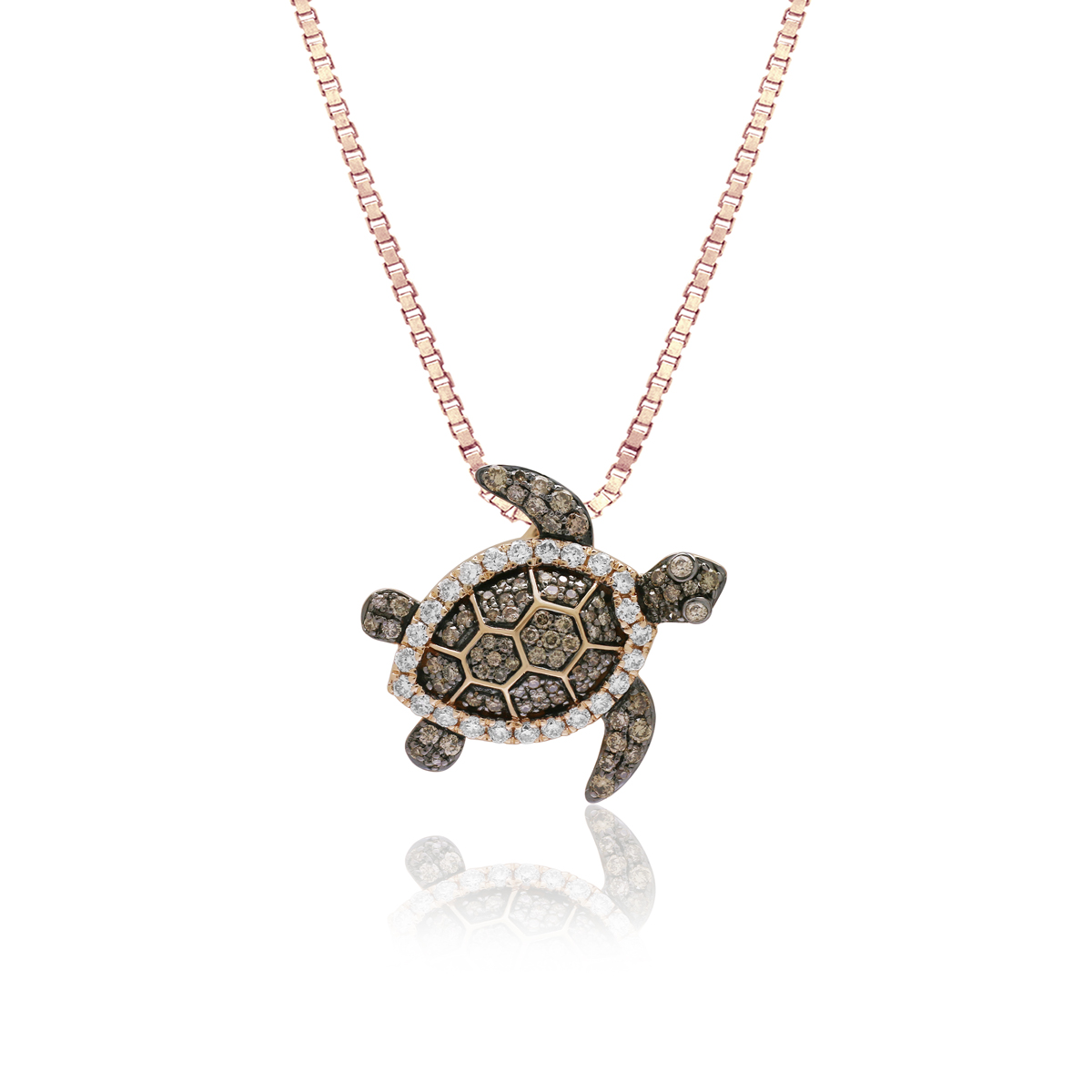 Rose Gold Koa Diamond® Turtle Pendant 0.28ct