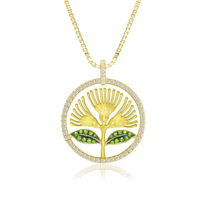 Lehua Vigor Green Emerald Diamond Pendant - Image 2
