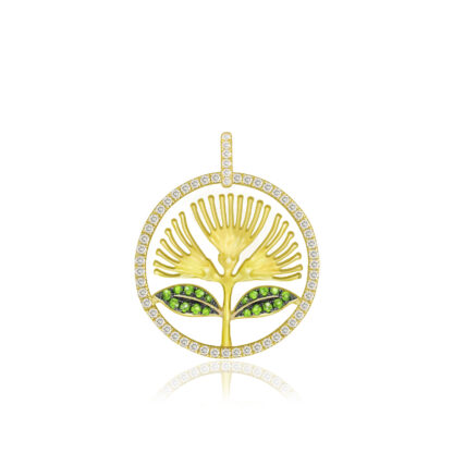 Lehua Vigor Green Emerald Diamond Pendant