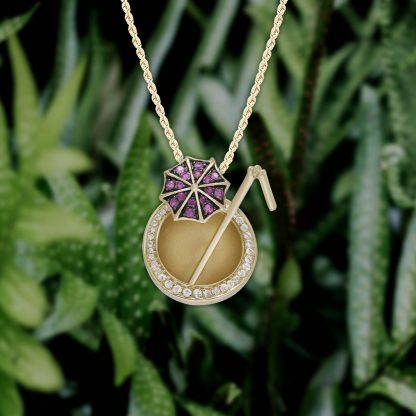 Pink Sapphire Coconut Cocktail Pendant - Image 3