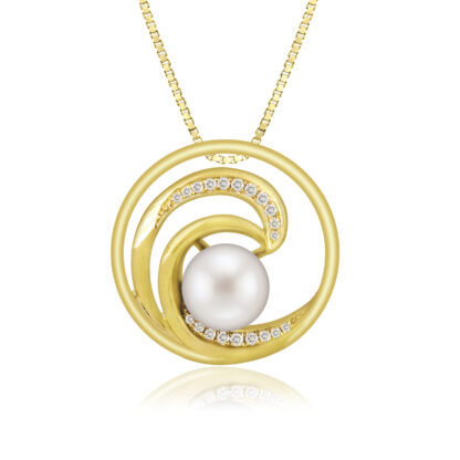 Diamond Pearl Wave Pendant 20mm - Image 2
