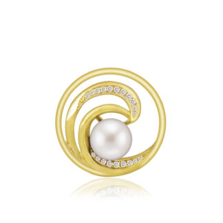 Diamond Pearl Wave Pendant 20mm