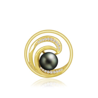 Diamond Pearl Wave Pendant 19mm