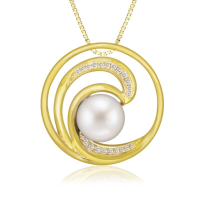 Diamond Pearl Wave Pendant 24mm - Image 2