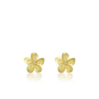 Queen Plumeria Diamond Stud Earrings 10mm