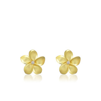 Queen Plumeria Diamond Stud Earrings 13mm
