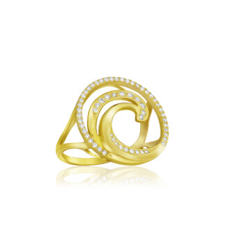 Deluxe Lustrous Diamond Wave Ring 19mm