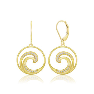 Lustrous Diamond Wave Earrings 20mm