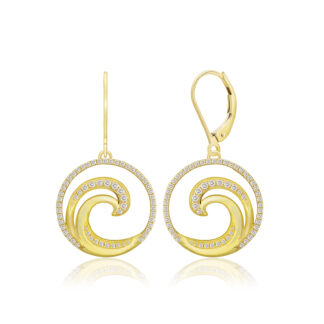Deluxe Lustrous Diamond Wave Earrings 20mm