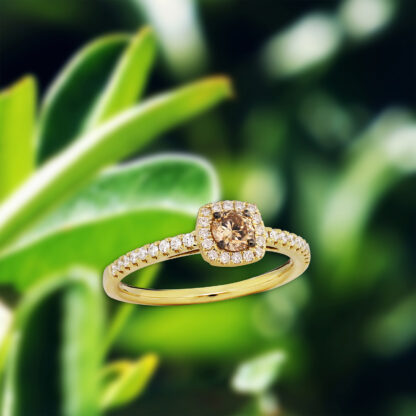 Deluxe Square Halo Koa Diamond® 14K Gold Ring - Image 2