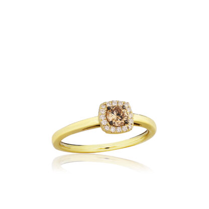 Square Halo Koa Diamond® 14K Gold Ring