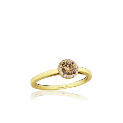 Round Halo Koa Diamond® 14K Gold Ring