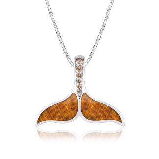 Sterling Silver Koa Whale Tail Pendant
