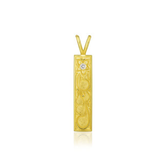 Plumeria Scroll Vertical Bar Pendant