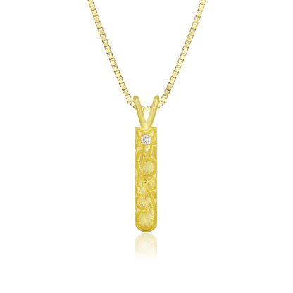 4mm Plumeria Scroll Vertical Bar Pendant - Image 2