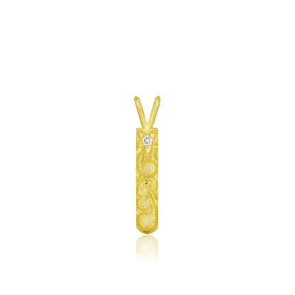 4mm Plumeria Scroll Vertical Bar Pendant