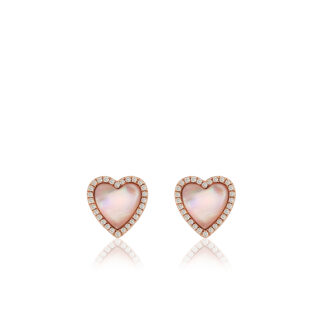 Diamond Mother Pearl Heart Earrings 8mm