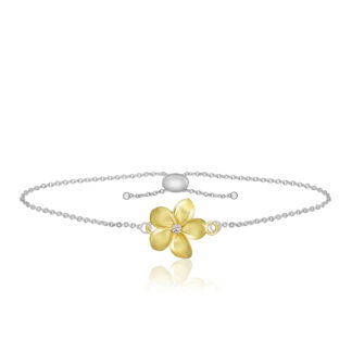 Two Tone Plumeria Chain Bracelet