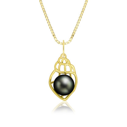 Conch Shell Pendant with 9mm Tahitian Pearl - Image 2
