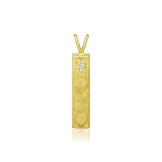 Plumeria Scroll Vertical Bar Pendant