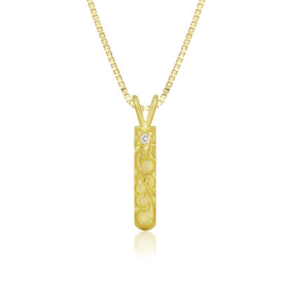 4mm Plumeria Scroll Vertical Bar Pendant - Image 2