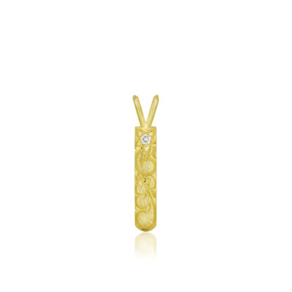 4mm Plumeria Scroll Vertical Bar Pendant