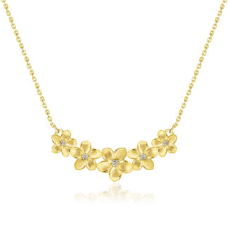 Five-Plumeria Diamond Necklace with Rope Chain