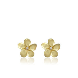 Queen Plumeria Diamond Stud Earrings 13mm
