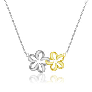 Two Tone Floating Plumeria Adjustable Necklace